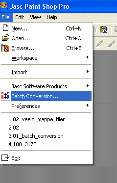 Klik p: File/ Batch conversion