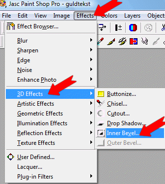 Klik p: Effects/3D Effects/Inner Bevel