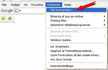 Funktioner/Slet browserdata