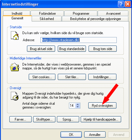 Klik p knappen Ryd oversigten