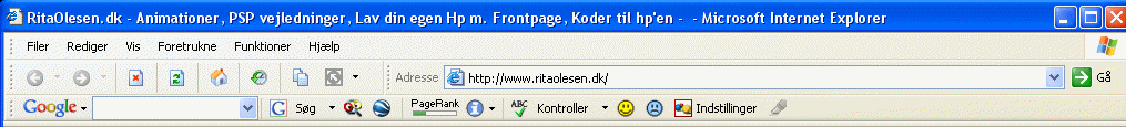 Vrktjslinjerne ovenover en hjemmeside fr man trykker p knappen F11 - eksempel fra min computer